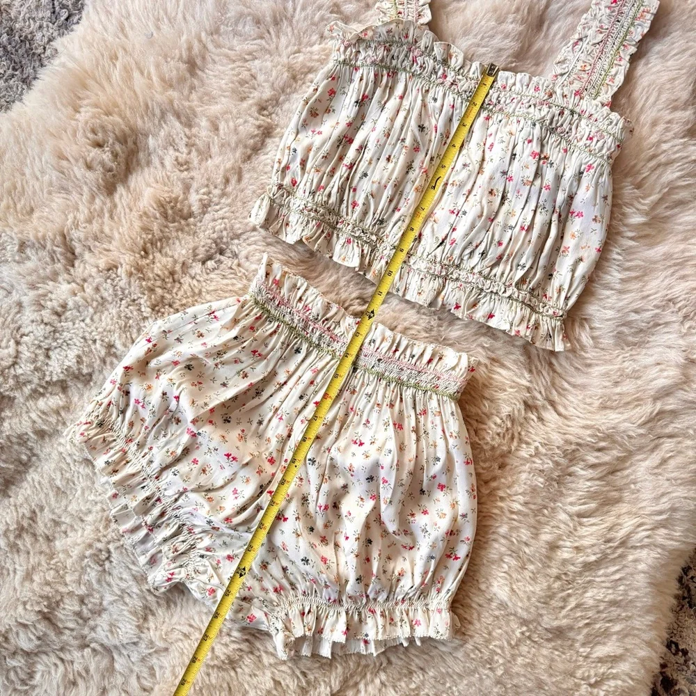 ✨🪷🍧DÔEN ‘Elle & Dew’ Silk Cottage Breeze Floral Embroidered Loungewear Set XS✨ - Picture 13 of 17